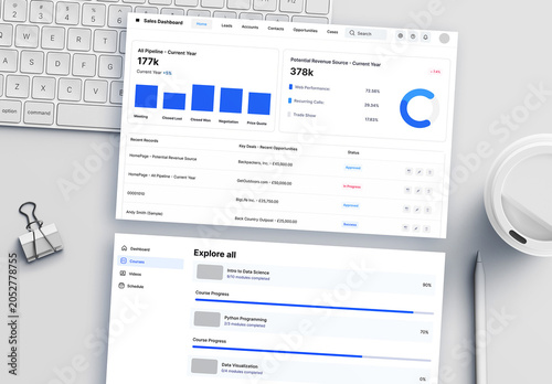 Multi Screen Web Interface Mockup Workspace Concept