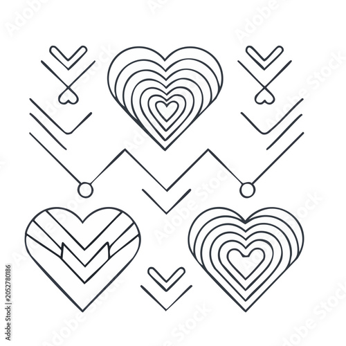 Minimalist heart pattern line art illustration