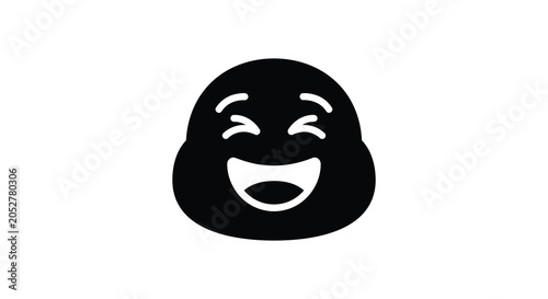 Фотография Laughing face emoticon a black silhouette against a white background silhouette