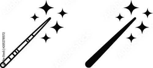 Obraz na plátně Magic wand sparkling vector illustration, Magic wand sparkling icon set