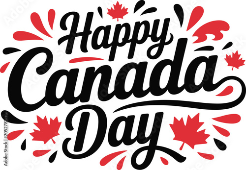 Fotografie Happy canada day typography with maple leaves festive national holiday greeting