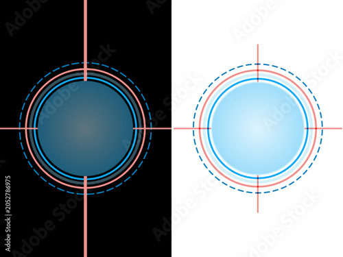 Принти на полотні Futuristic HUD Target Circle with Red and Blue Tech Reticle Interface, Futuristi