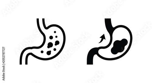 Φωτογραφία Human stomach illustrations with internal contents depicted as a black silhouett