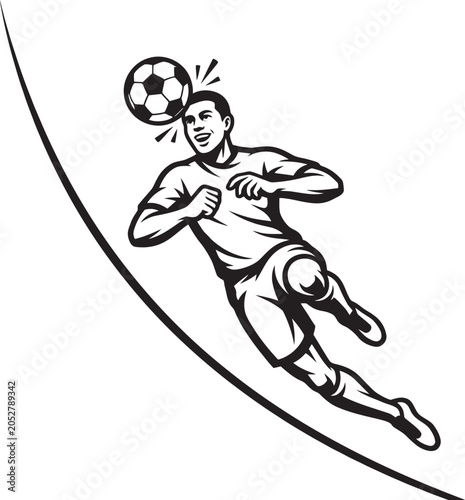 Soccer Player Heading Ball Sports Illustration Vector