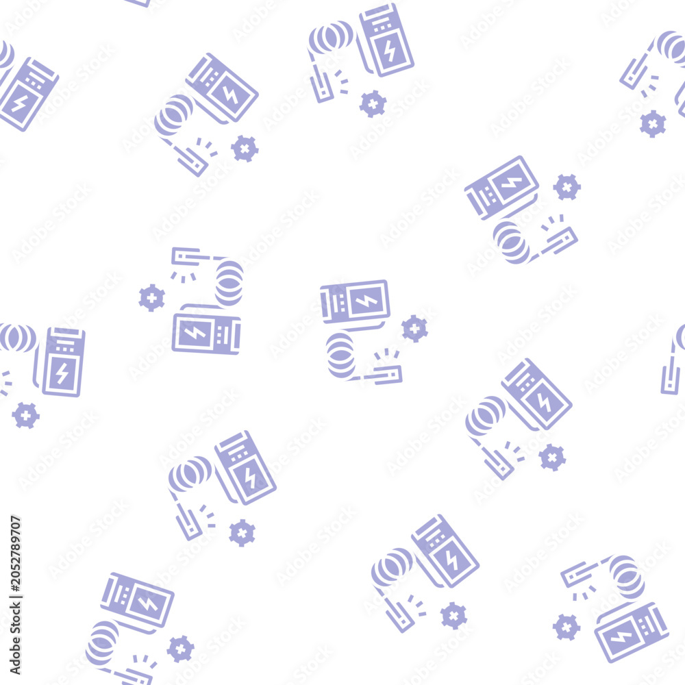 Fototapeta premium ev charger installation vector glyph seamless pattern ev charger installation sign illustration