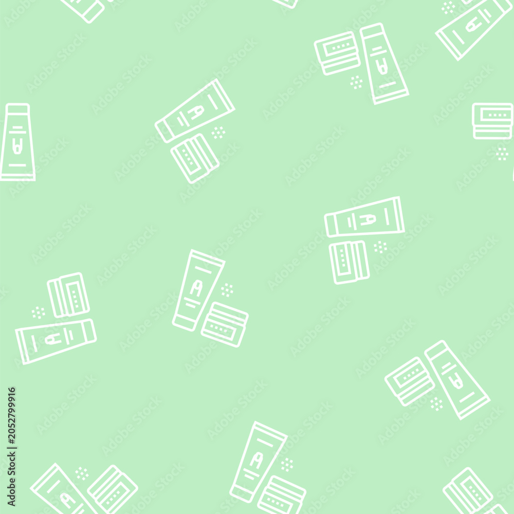 Fototapeta premium manicure cream cosmetics vector line seamless pattern manicure cream cosmetics sign illustration