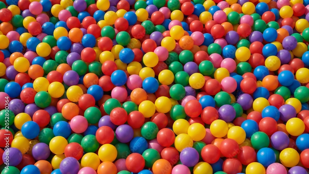 Fototapeta premium Vibrant Multi Colored Plastic Balls in a Large Indoor Playground Activity Pit