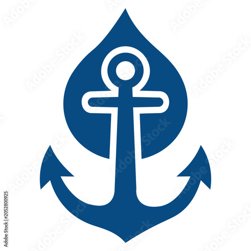 Quadro su tela Blue Anchor and Water Drop Symbol on White Background