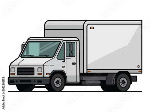 White box truck isolated on transparent background  a large delivery vehicle