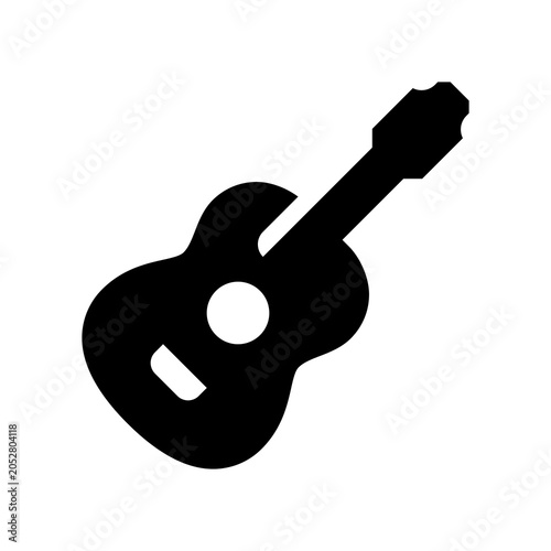 Acoustic guitar silhouette isolated on transparent background