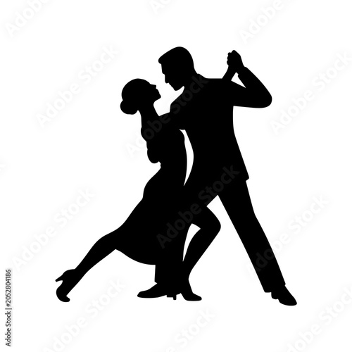 Ballroom dance silhouette couple dancing elegant pose isolated on transparent background