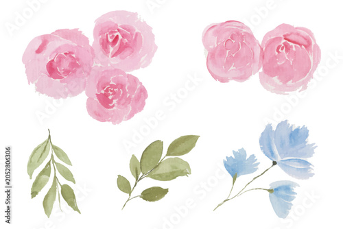 abstract watercolor flowers, leaves illustration set - green leaf branches collection for wedding, greetings, stationary, wallpapers, fashion, background. olive, green leaves, Eucalyptus etc.