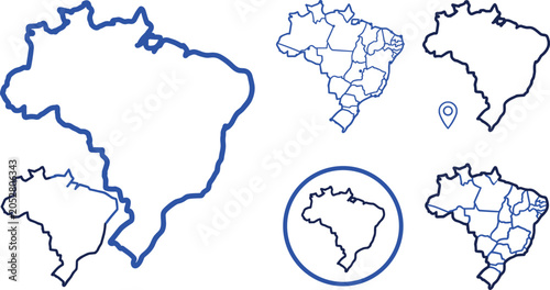 Tableau sur toile Brazil map with states icon set for South American geography political division