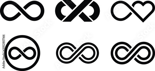 Tableau sur toile Infinity symbol endless loop vector icon set featuring geometric shapes heart co