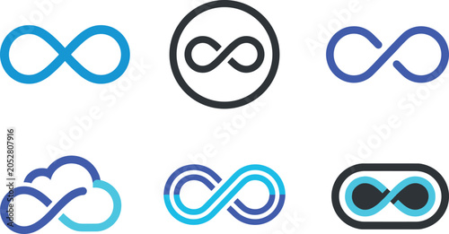 Photos Infinity symbol endless loop vector icon set featuring cloud storage connection