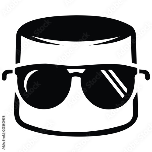 Photos Cool marshmallow head in sunglasses vector silhouette illustration line art cartoon character