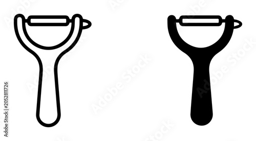 Quadro su tela Kitchen Peeler Icons, Vegetable Slicer Tools, Food Preparation Utensils, Cooking