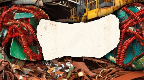 Abstract background with torn paper edges and natural organic scraps copy space