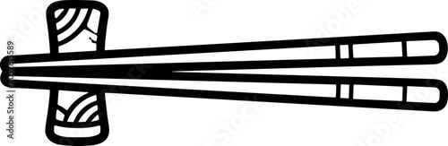 Fotografía Chopsticks and holder icon, simple black and white illustration, Asian food uten
