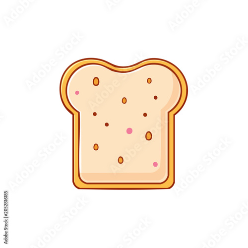 Simple Cartoon Slice of Bread with Toasted Crust and Speckled Interior