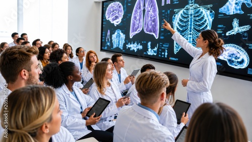 Medical Students Learning Digital Anatomy in Modern Classroom