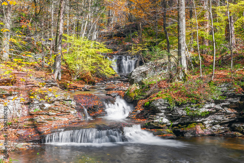 Cascades just upstream from the Waters meet in Ricketts Glen State Park. Pennsylvania