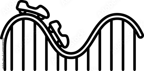 Tableau sur toile Roller coaster illustration, amusement park ride, thrill, fun, motion, black and
