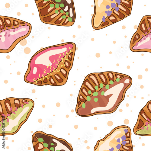 Hand Drawn Sweet Croissant Seamless Pattern