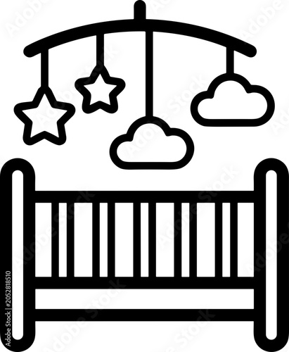 Konstfotografi Baby Crib Mobile with Stars and Clouds Icon