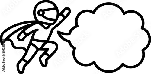 Картината върху платно Superhero flying with speech bubble, cartoon style icon, vector illustration