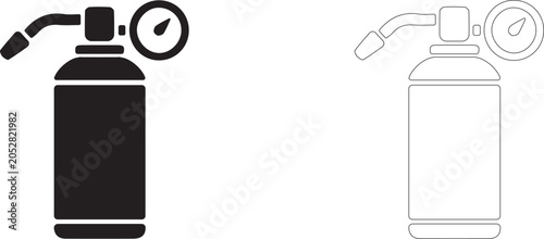 Photos Space fire extinguisher vector icon, high pressure tank with manometer symbol, spacecraft emergency safety and firefighting