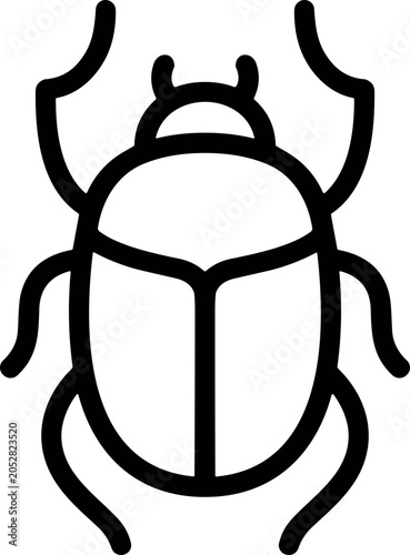 Scarab beetle icon outline, ancient egyptian symbol of rebirth and transformation