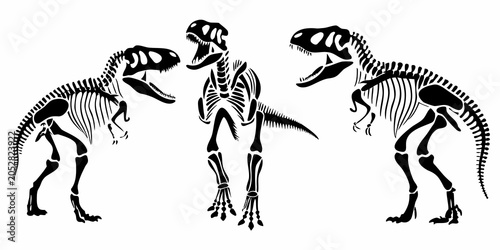Foto Dinosaur Skeletons Illustration Black And White Graphic Design