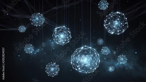 Futuristic Visualization of a Complex Artificial Intelligence Ecosystem with Interconnected Digital Neural Nodes and Glowing Data Spheres