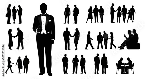 Photos Diverse Businesspeople Silhouettes Representing Corporate Teamwork and Success