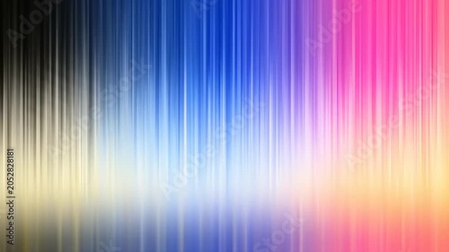 Vertical lines of varying widths form a colorful gradient from dark blue to orange/yellow