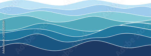 Abstract layered blue ocean waves background illustration with abstract background nautical illustration minimalist creative wallpaper backdrop horizontal gradient composition