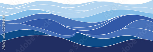 Abstract layered blue ocean waves background illustration with abstract background nautical illustration minimalist creative wallpaper backdrop horizontal gradient composition