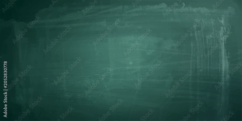 Fototapeta premium Green Classroom Chalkboard Texture with Erased Chalk Dust, Smudges and Subtle Scratch Marks, Empty School Board Background for Education Design and Creative Templates.