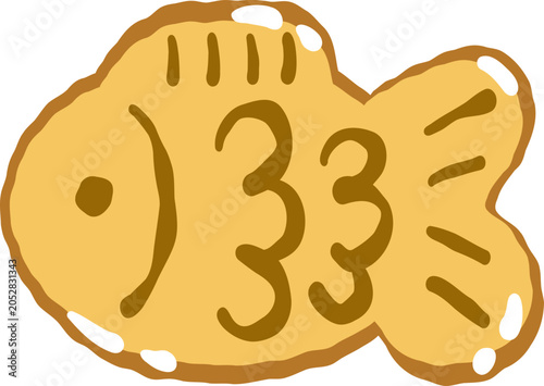 japanese taiyaki fish cake waffle with soft serve ice cream vector illustration
