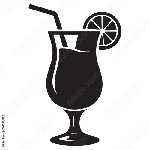 Cocktail glass with straw and fruit garnish icon cocktail beverage mocktail