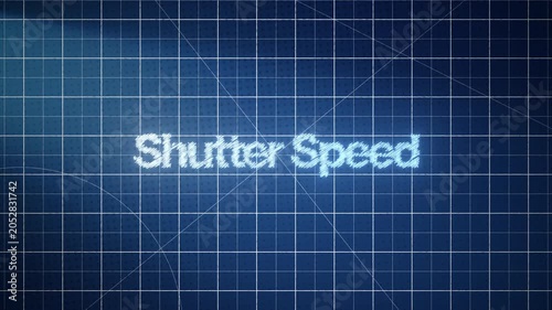 Modern blueprint-style cutting mat animation with detailed grid layout and smooth motion, perfect for designers, tutorials, and creative presentations with shutter speed title.