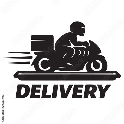 Fast food delivery courier riding a motorcycle illustration with delivery