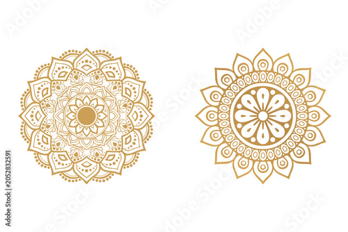 Photography Golden floral mandala ornamental design set two styles transparent background PN