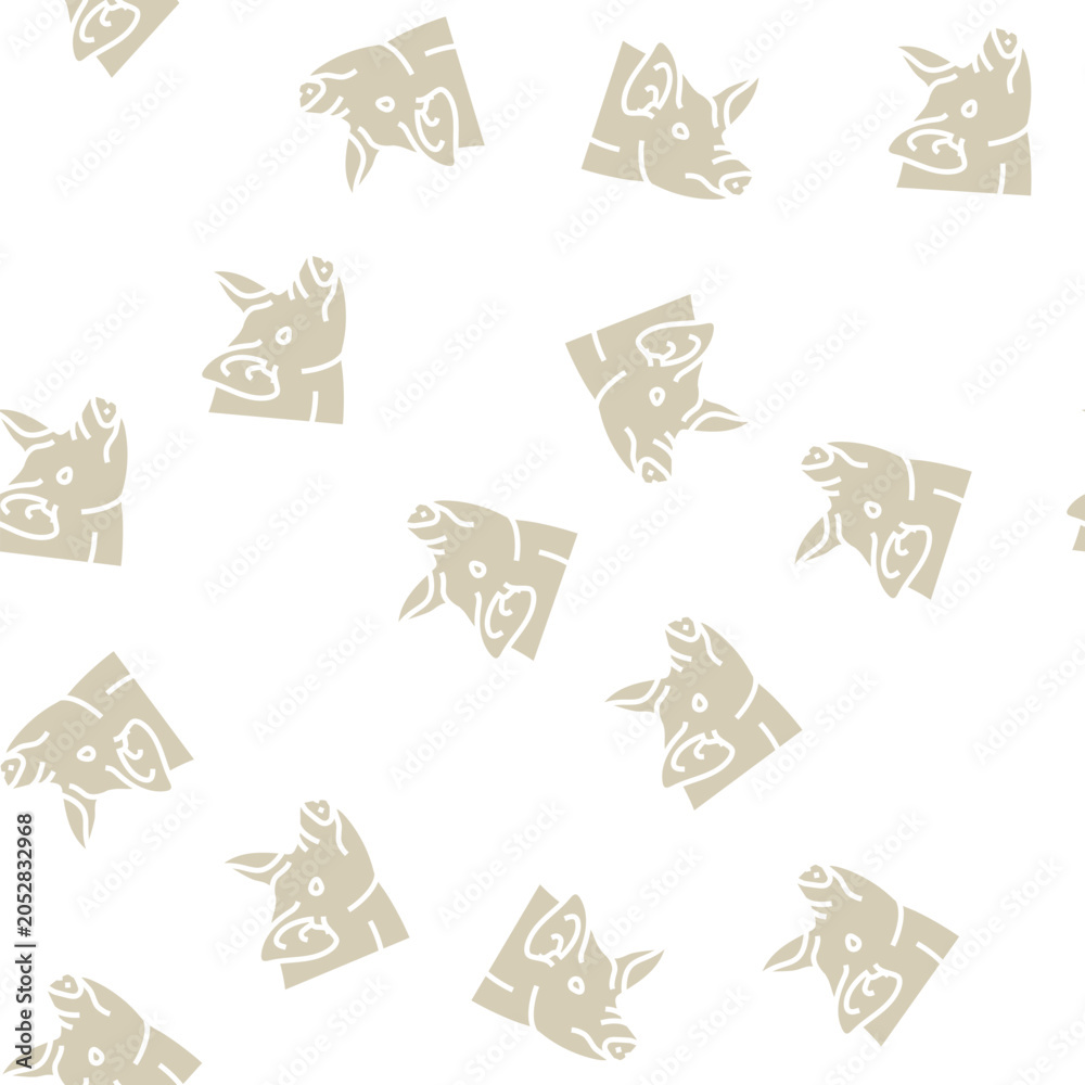 Fototapeta premium pig animal zoo vector glyph seamless pattern pig animal zoo sign illustration