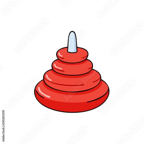 Classic red stacking ring toy with a white peg for baby toddler playtime development