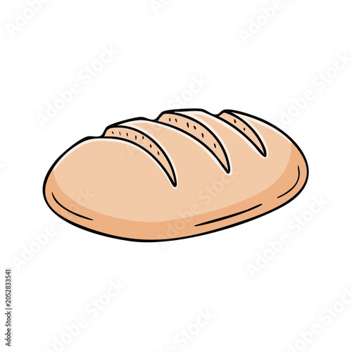 Hand drawn illustration of a rustic loaf of bread with scoring marks