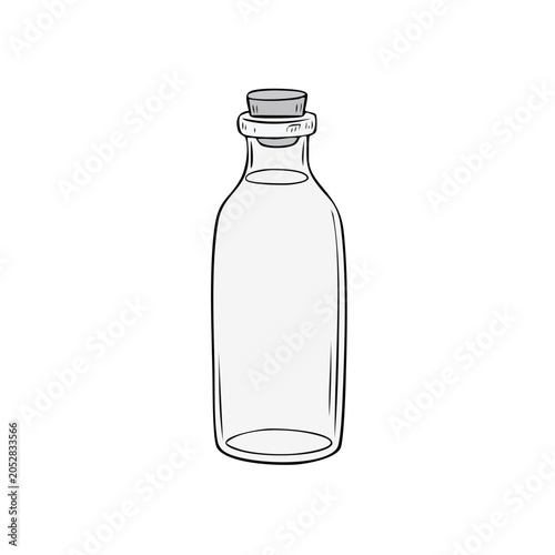 Clear Glass Bottle with Cork Stopper Empty Container Illustration