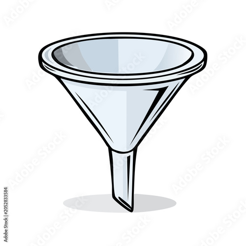 Simple White Funnel Object Illustration Isolated Clean Graphic