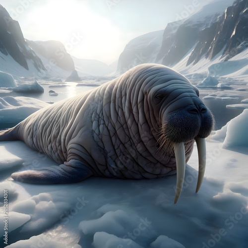 Photorealistic walrus, real‑world polar environment, natural lighting, accurate anatomy, cinematic depth of field, documentary style